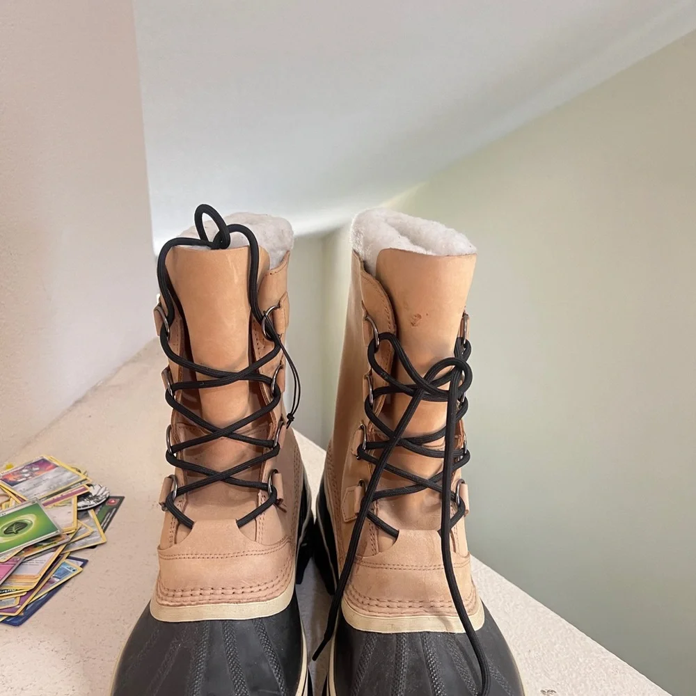 SOREL Men’s Size 12 Caribou Waterproof Insulated Winter Boots, 1002871 /Buff